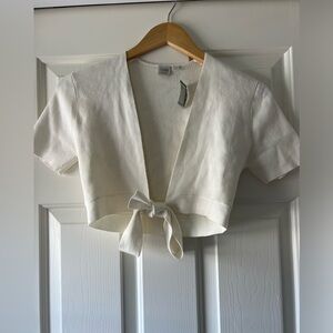 White cropped short sleeve cardigan - versatile and chic!